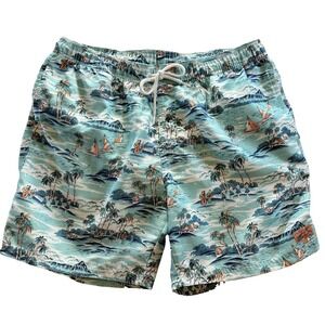 NWOT IZOD Saltwater Mens XL Tropical Swim Trunks Shorts  7" Inseam